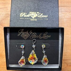 Park Lane Gold and Silver Crystal Earrings and Pendant with 18” chain